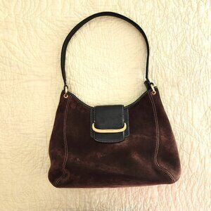 Vintage Cole Haan Avalon? Brown Suede Handbag Shoulder Bag with Magnetic Closure